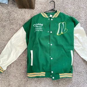Green varsity jacket